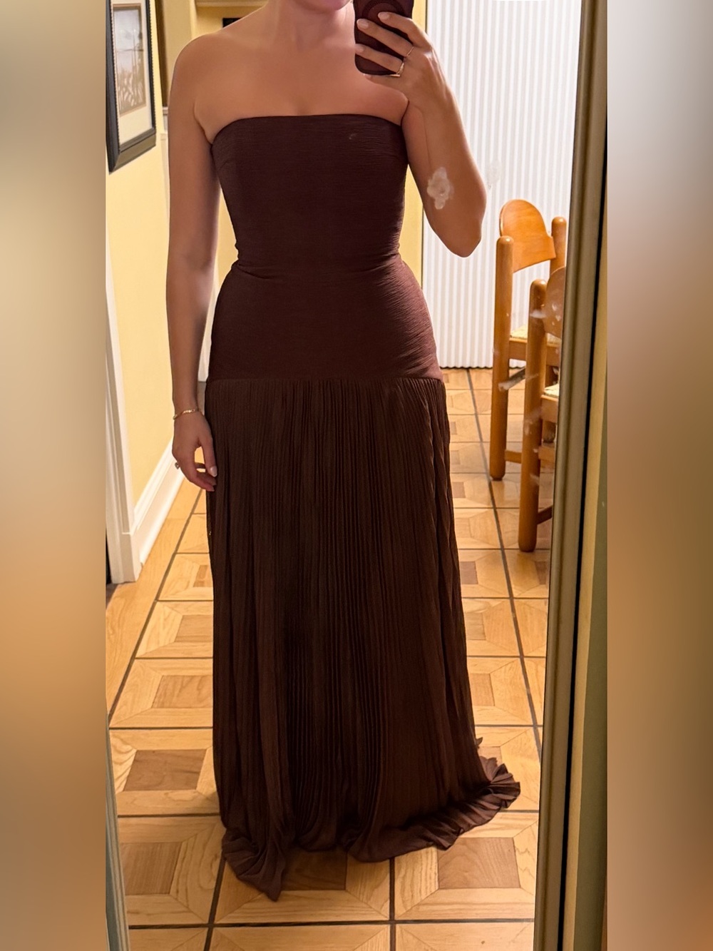 Alexis Strapless Brown Maxi Dress - Picture 2 of 13
